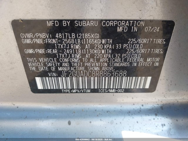 JF2GUADC8R8863688 Subaru na