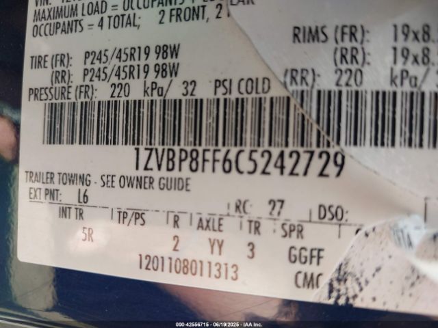 2012 FORD MUSTANG 1ZVBP8FF6C5242729 Photo 8