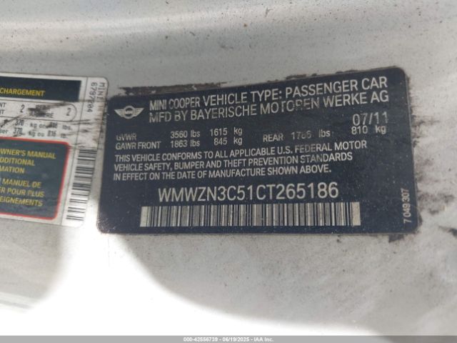 2012 MINI COOPER WMWZN3C51CT265186 Photo 8