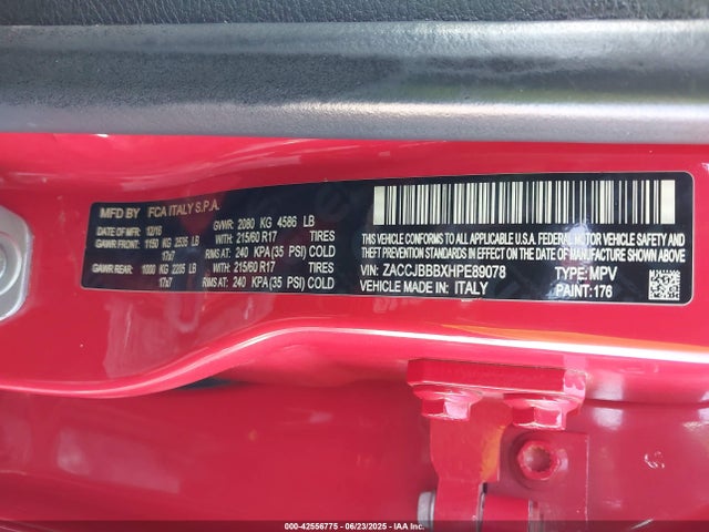 Jeep Renegade 2017 ZACCJBBBXHPE89078 Image 9