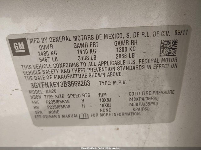 2011 CADILLAC SRX 3GYFNAEY3BS668283 Photo 8