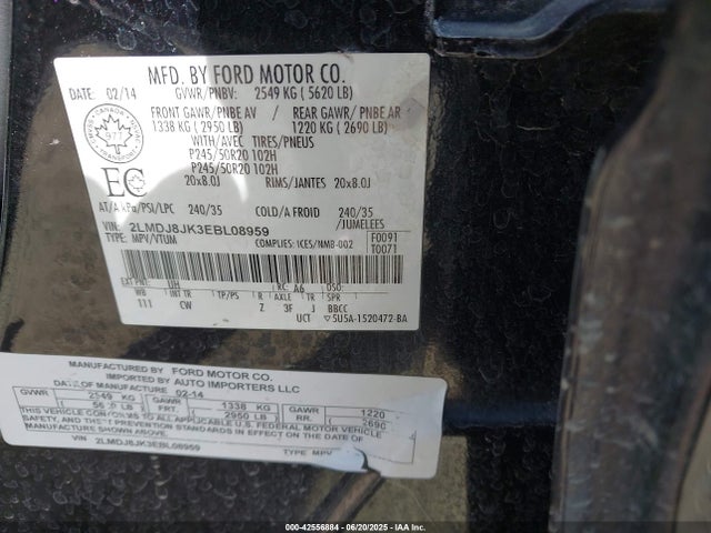 2LMDJ8JK3EBL08959 Lincoln 2014