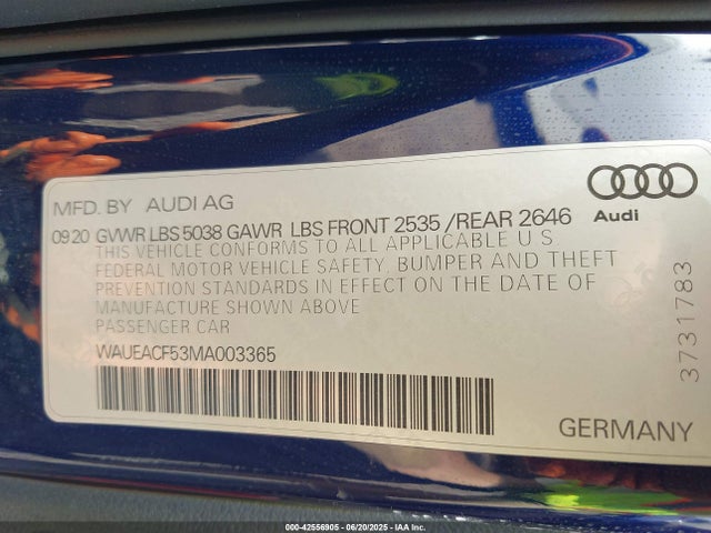 2021 AUDI A5 SPORTBACK WAUEACF53MA003365 Photo 8
