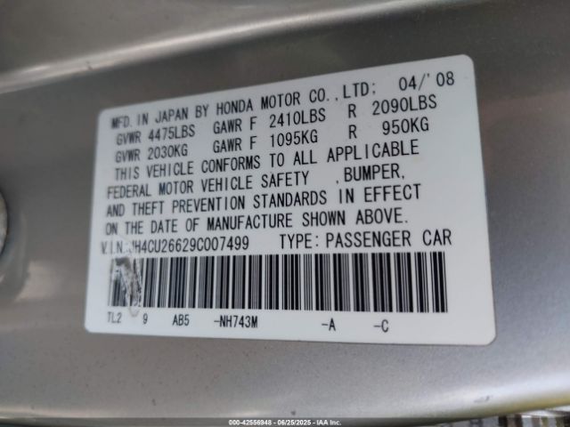 2009 ACURA TSX JH4CU26629C007499 Photo 8