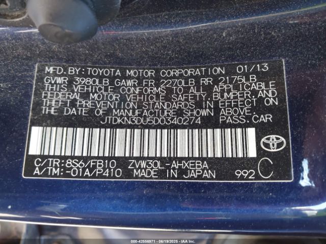 2013 TOYOTA PRIUS JTDKN3DU5D0340274 Photo 8