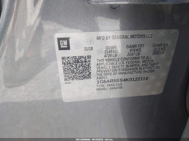 2019 CADILLAC CTS 1G6AR5SS4K0122114 Photo 8