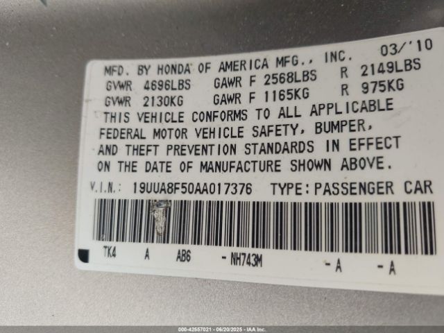 2010 ACURA TL 19UUA8F50AA017376 Photo 8