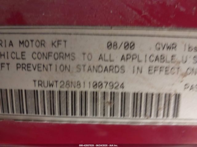 2001 AUDI TT TRUWT28N811007924 Photo 8