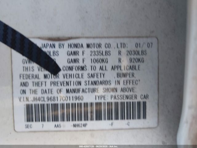 2007 ACURA TSX JH4CL96817C011960 Photo 8