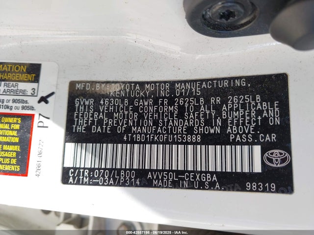 4T1BD1FK0FU153888 Toyota 2ar-fxe+2jm