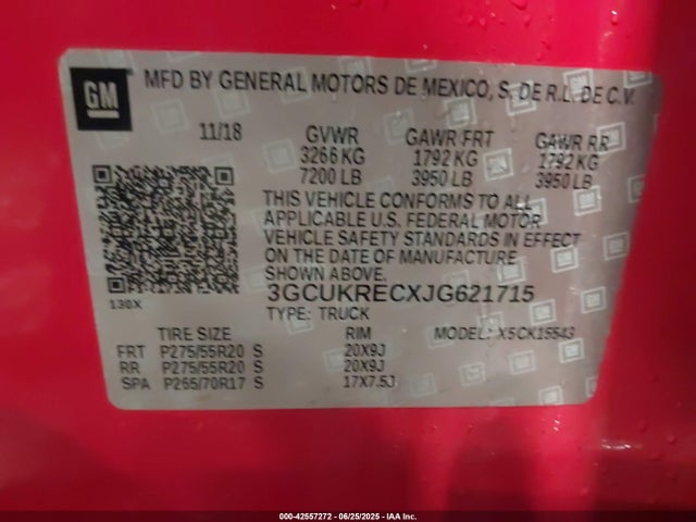 3GCUKRECXJG621715 Chevrolet l83 - sidi: spark ignited direct injection, vvt: variable valve timing, afm, e85 max, alum