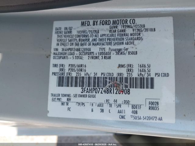 2008 FORD FUSION 3FAHP07Z48R128908 Photo 8
