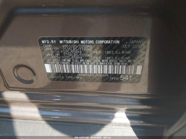 2020 MITSUBISHI OUTLANDER JA4AD2A33LZ045876 Photo 8