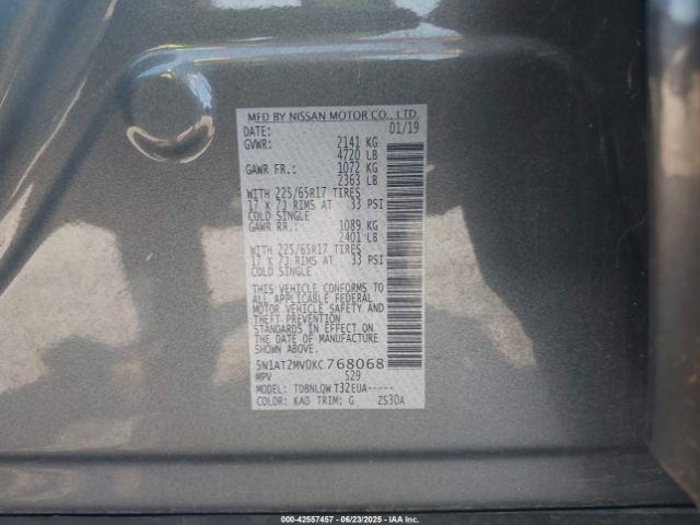 2019 NISSAN ROGUE 5N1AT2MV0KC768068 Photo 8