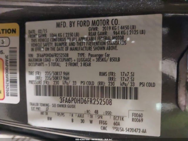 Ford Fusion 2015 3FA6P0HD6FR252508 Image 9
