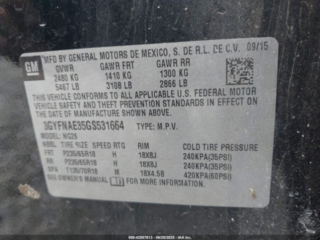 2016 CADILLAC SRX 3GYFNAE35GS531664 Photo 8