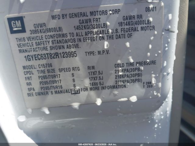 2002 CADILLAC ESCALADE 1GYEC63T82R123995 Photo 8