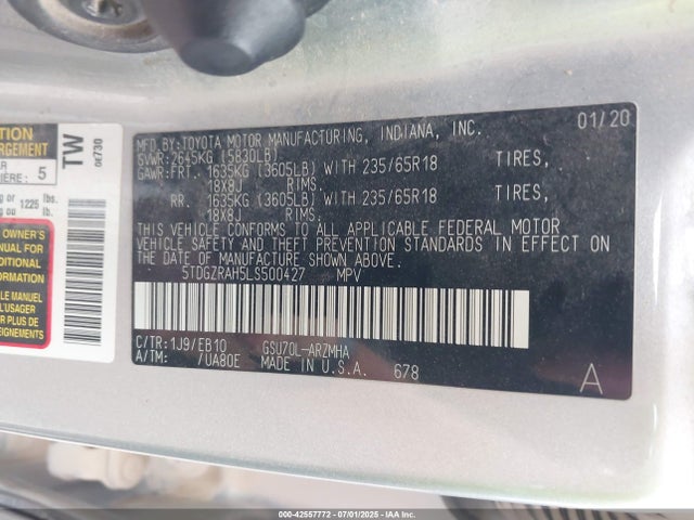 5TDGZRAH5LS500427 Toyota 2gr-fks