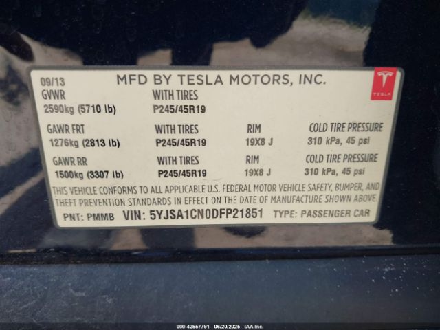 2013 TESLA MODEL S 5YJSA1CN0DFP21851 Photo 8