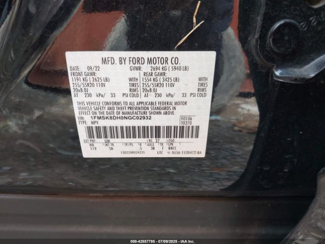2022 FORD EXPLORER 1FMSK8DH0NGC02932 Photo 8