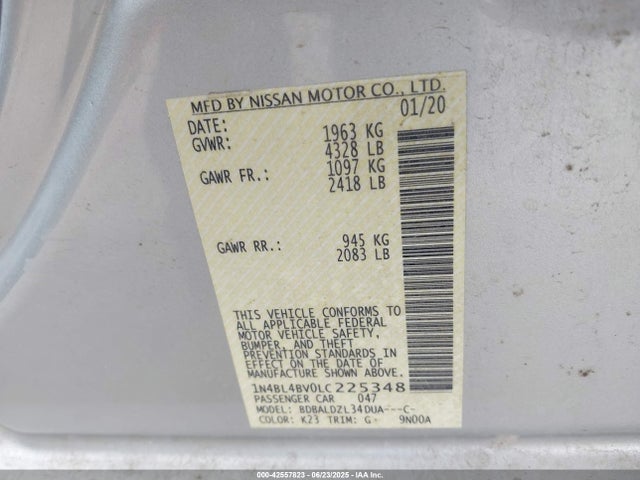 Nissan 2020 2020 1N4BL4BV0LC225348 Image 9