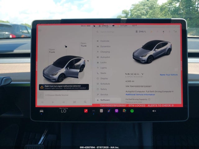 7SAYGDED1SF226587 Tesla Model Y