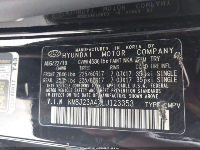 2020 HYUNDAI TUCSON KM8J23A47LU123353 Photo 8