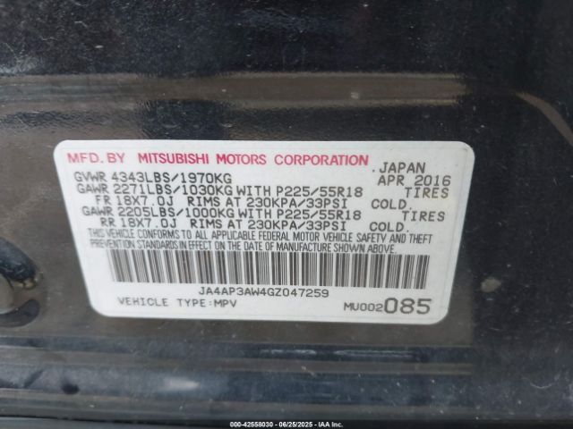 2016 MITSUBISHI OUTLANDER SPORT JA4AP3AW4GZ047259 Photo 8