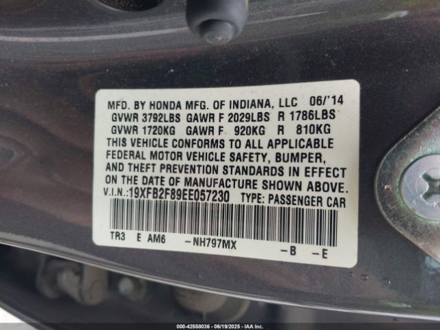 19XFB2F89EE057230 Honda r18z1