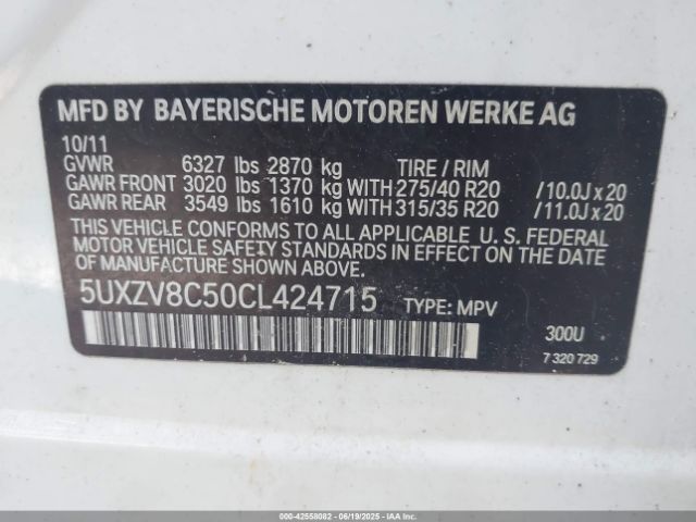2012 BMW X5 5UXZV8C50CL424715 Photo 8