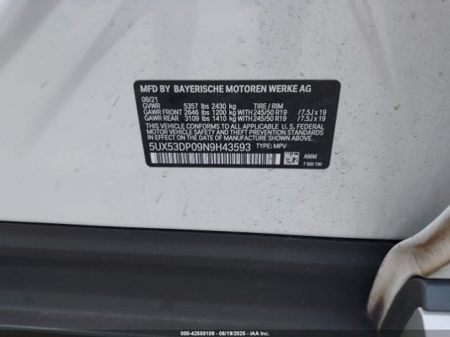 2022 BMW X3 5UX53DP09N9H43593 Photo 8