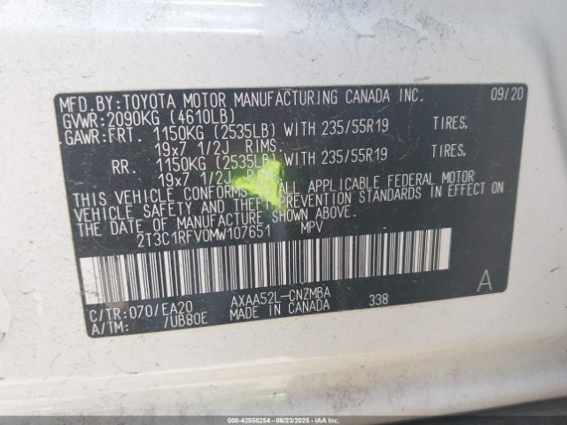 2021 TOYOTA RAV4 2T3C1RFV0MW107651 Photo 8