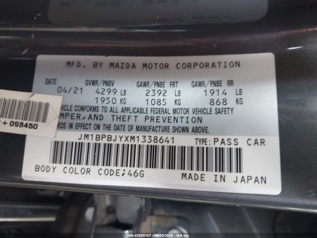 2021 MAZDA MAZDA3 HATCHBACK JM1BPBJYXM1338641 Photo 8