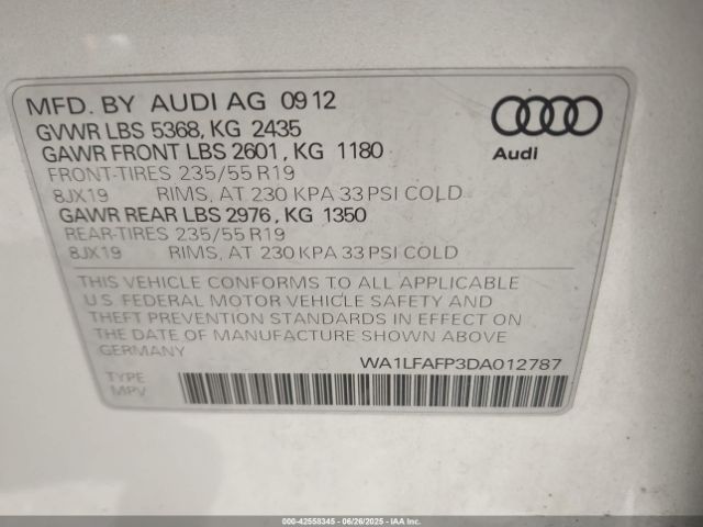 2013 AUDI Q5 WA1LFAFP3DA012787 Photo 8