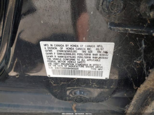 2008 ACURA MDX 2HNYD28358H503221 Photo 8