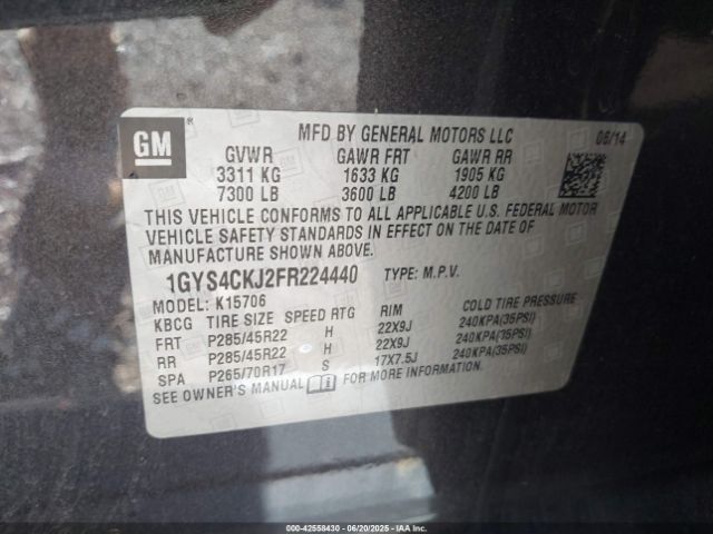 2015 CADILLAC ESCALADE 1GYS4CKJ2FR224440 Photo 8