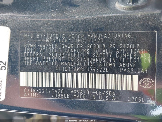 4T1G11AK8LU343228 Toyota a25a-fks