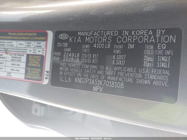 KIA g gdi 2019 KNDJP3A51K7018108 Image 9