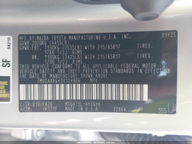 7MUCAABG4SV124806 Toyota m20a-fks