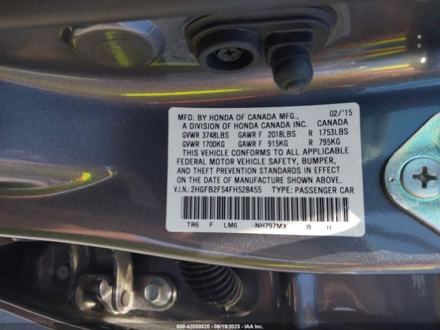 2HGFB2F54FH528455 Honda r18z1