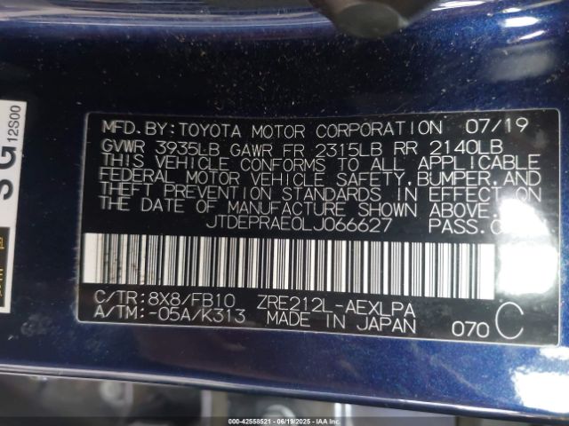 JTDEPRAE0LJ066627 Toyota 2zr-fae