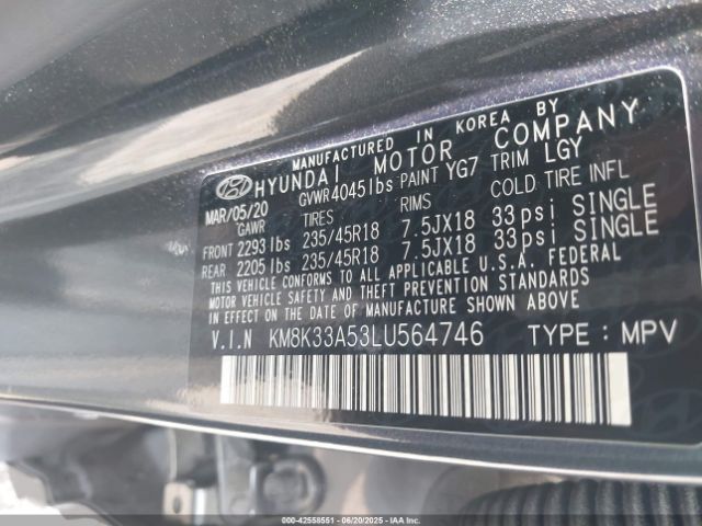 2020 HYUNDAI KONA KM8K33A53LU564746 Photo 8