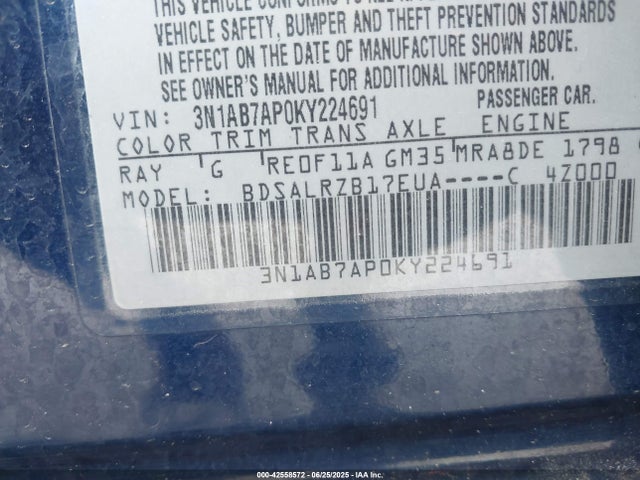 3N1AB7AP0KY224691 Nissan 2019