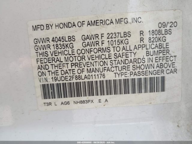 2020 ACURA ILX 19UDE2F88LA011176 Photo 8