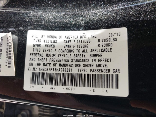 1HGCR2F15HA066291 Honda k24w1