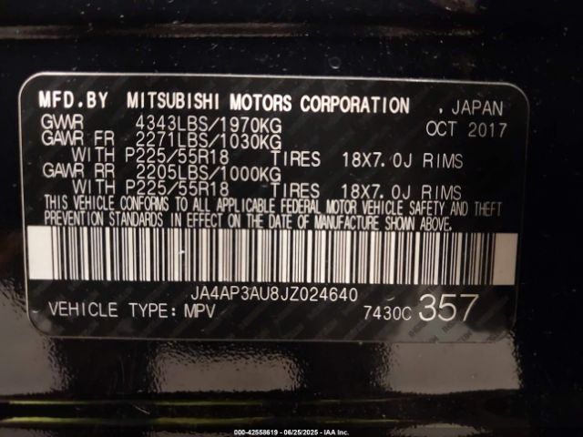 2018 MITSUBISHI OUTLANDER SPORT JA4AP3AU8JZ024640 Photo 8