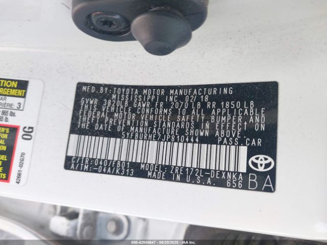 5YFBURHE7JP810444 Toyota 2zr-fe