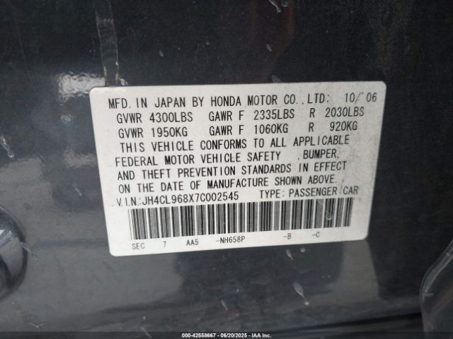 2007 ACURA TSX JH4CL968X7C002545 Photo 8