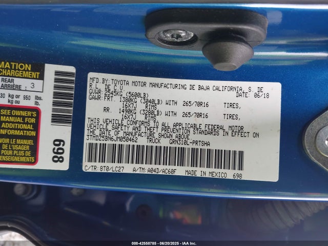 3TMDZ5BN6JM050462 Toyota 2gr-fks