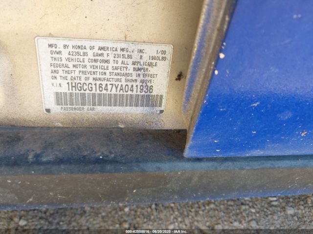 2000 HONDA ACCORD 1HGCG1647YA041936 Photo 8